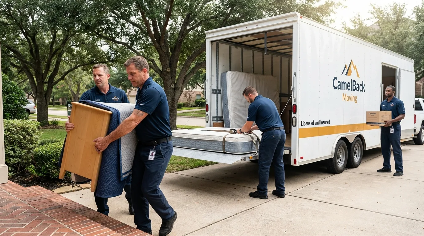Crew loading residential truck for cross-state move from Nahant, MA
